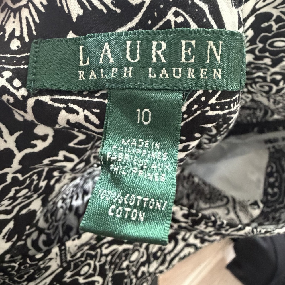 Ralph Lauren Skirt Womens Size 10 Black White Boho Floral Abstract Casual A-line - Picture 4 of 5